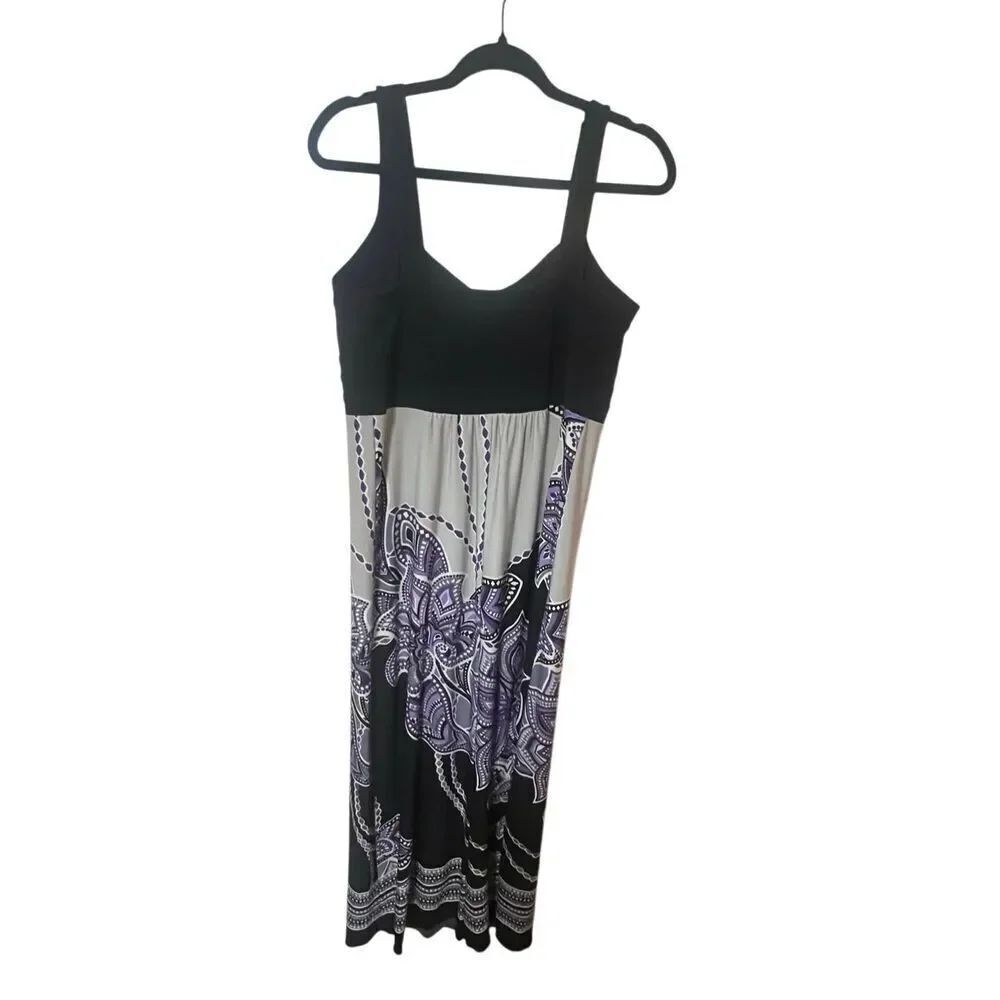 Y2K bandage top babydoll paisley print maxi dress sz 12